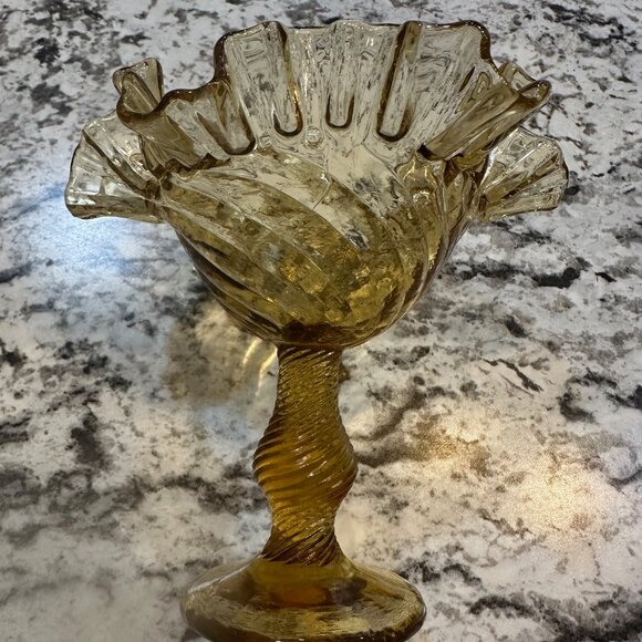 FENTON SWIRLED AMBER GLASS - Picture 2 of 2